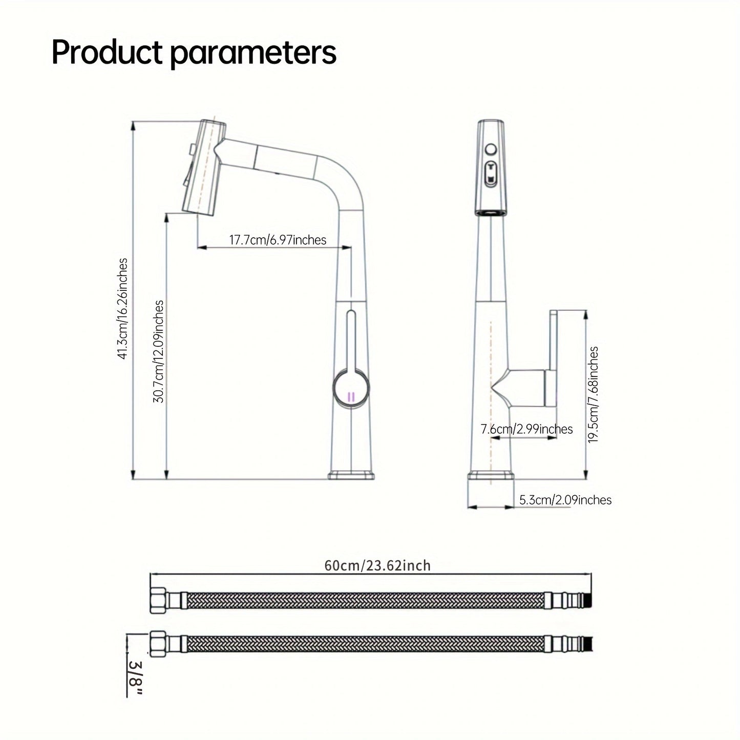 Soqo GreyFlex – 3-Mode Kitchen Faucet with Pull-Down Sprayer and Gun Grey Finish!
