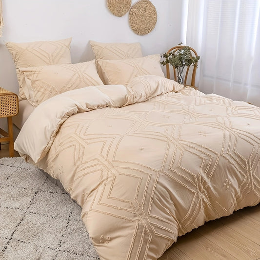 Champagne Plush Duvet Cover Set – Comfort, Style, and Ribbed Design for Your Bedroom!