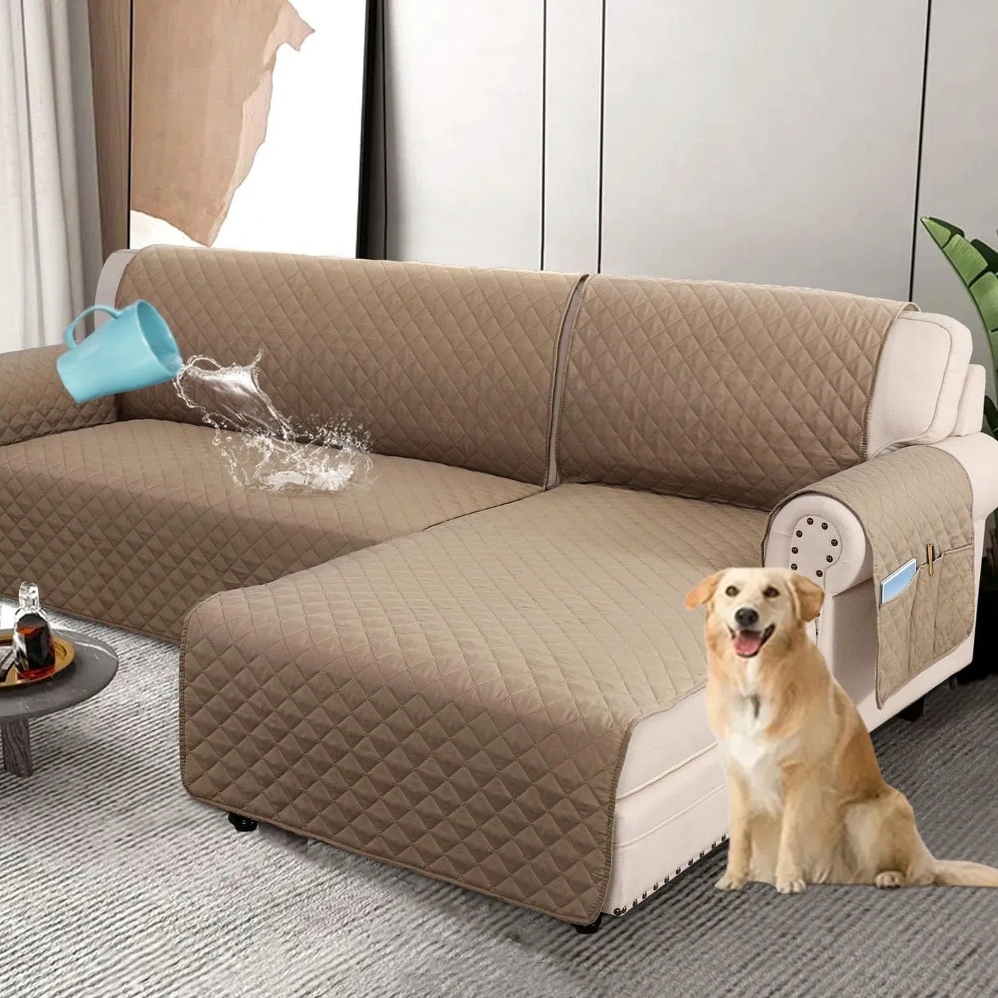 Waterproof L Shape Sofa Slipcover – Total Protection for Sectional Sofas and Pets!