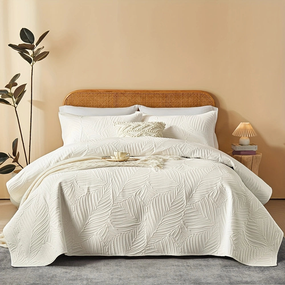 3pcs Elegant Microfiber Quilt Set – Comfort, Style, and Soundwave Technology for All Seasons!