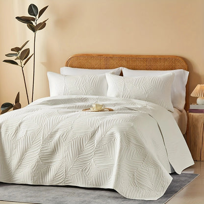 3pcs Elegant Microfiber Quilt Set – Comfort, Style, and Soundwave Technology for All Seasons!