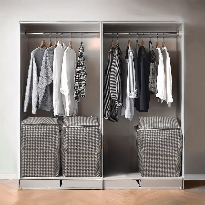 Extra Large 47.55 Gallon Houndstooth Thickened Storage Bags – Dustproof and Moisture Resistant for Clothes and Quilts!