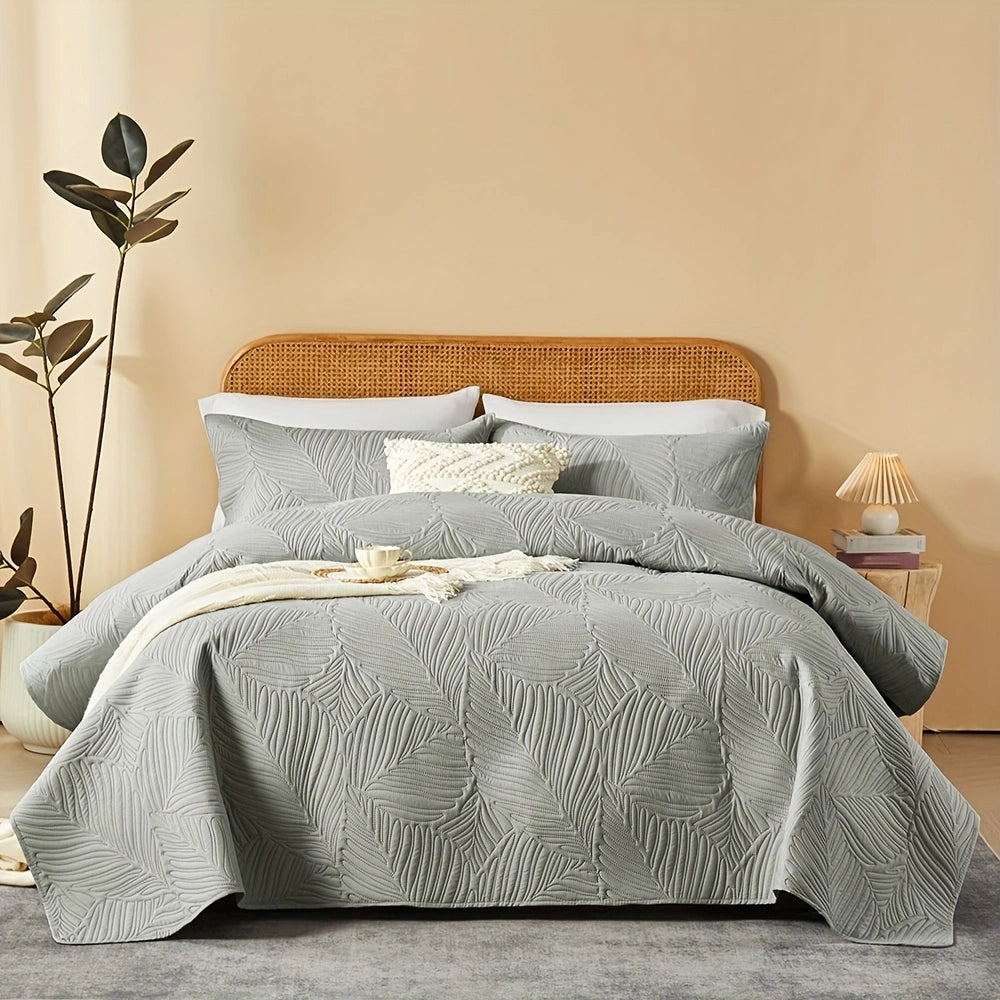 3pcs Elegant Microfiber Quilt Set – Comfort, Style, and Soundwave Technology for All Seasons!