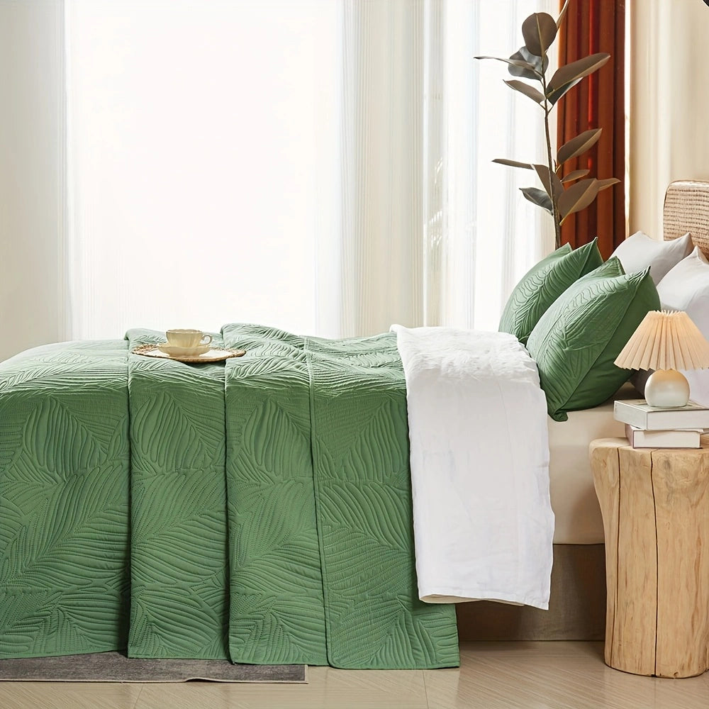 3pcs Elegant Microfiber Quilt Set – Comfort, Style, and Soundwave Technology for All Seasons!