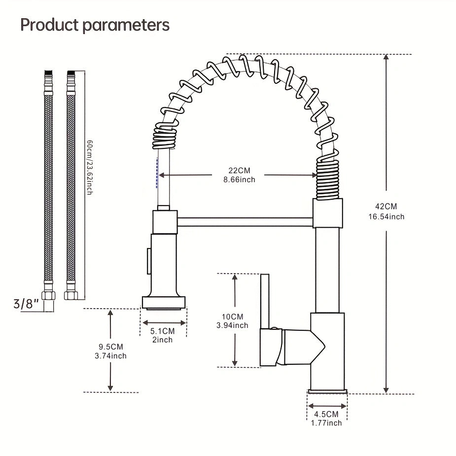 Brushed Stainless Steel Kitchen Faucet – Pull-Down Sprayer, Hot &amp; Cold Water, and Multi-Function Design for Any Space!