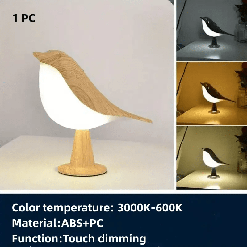 Touch-Controlled Bird Night Light – 3-Color Rechargeable LED Lamp