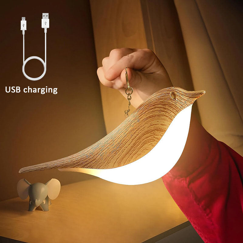 Touch-Controlled Bird Night Light – 3-Color Rechargeable LED Lamp