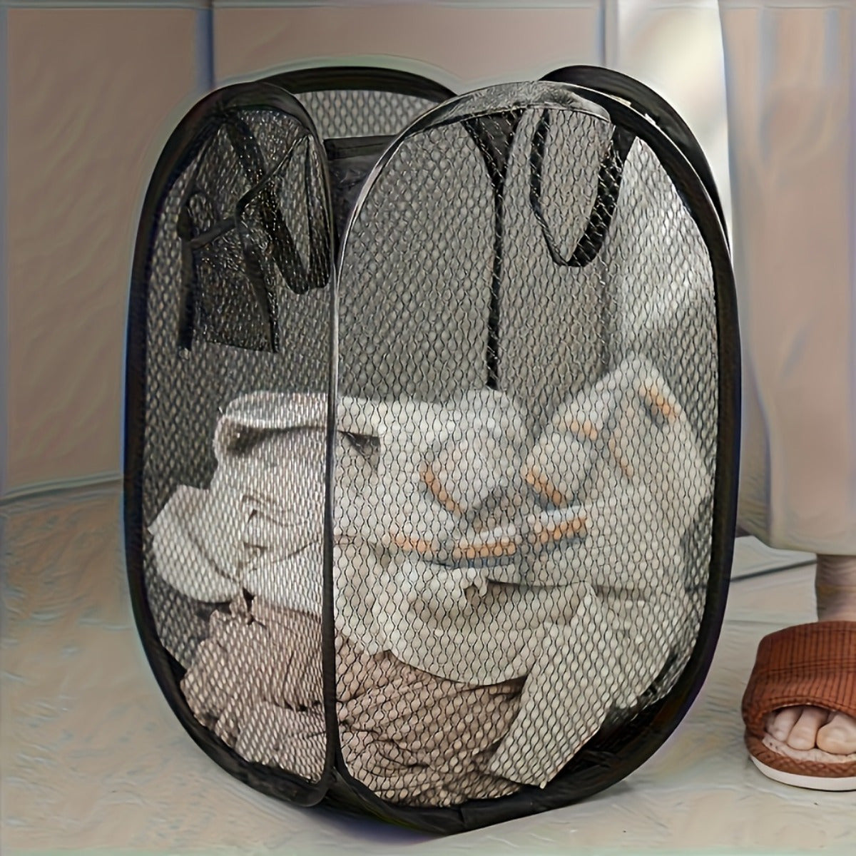 Foldable Pop-Up Laundry Basket with Handles – Large Capacity and Casual Style for Organization!
