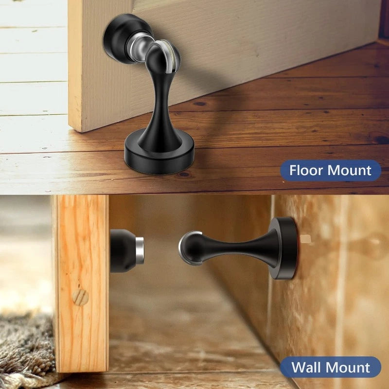 Stainless Steel Magnetic Door Stoppers – No-Drilling Wall and Floor Mounting, Practical and Durable!