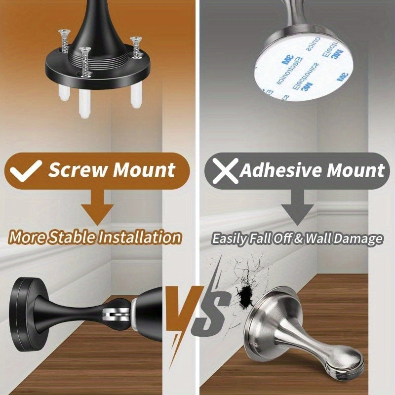 Stainless Steel Magnetic Door Stoppers – No-Drilling Wall and Floor Mounting, Practical and Durable!