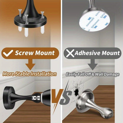 Stainless Steel Magnetic Door Stoppers – No-Drilling Wall and Floor Mounting, Practical and Durable!