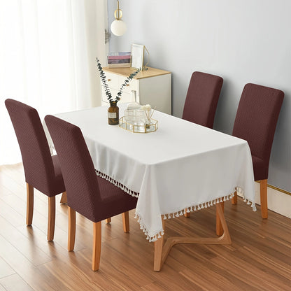 4/6Pcs T-shaped Shaking Grain Velvet Elastic Dining Chair Covers – Modern Style and Protection for Your Chairs!