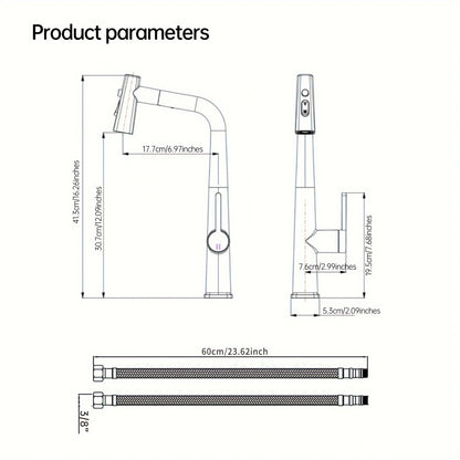 Soqo GreyFlex – 3-Mode Kitchen Faucet with Pull-Down Sprayer and Gun Grey Finish!