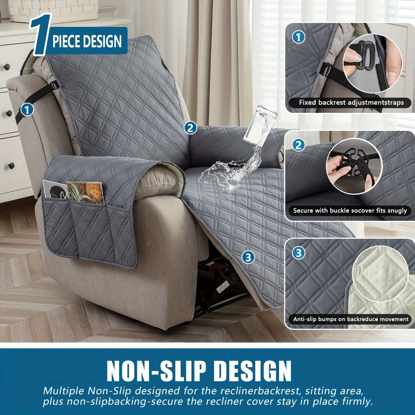 100% Waterproof Recliner Sofa Cover – Non-Slip, Pet-Resistant, and Stylish Protection!