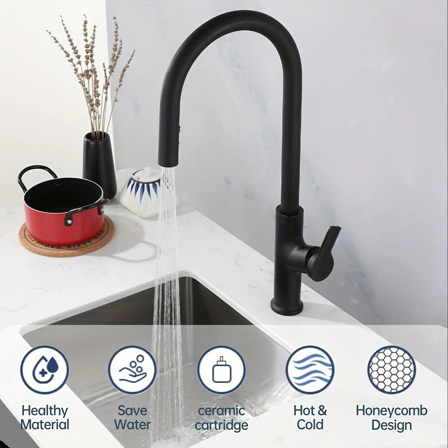 High-Quality Kitchen Faucet with Pull-Down Sprayer – Modern Design, 360° Rotation, and High Performance for Any Space!