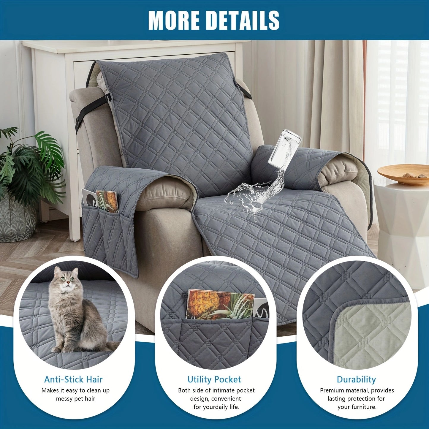 100% Waterproof Recliner Sofa Cover – Non-Slip, Pet-Resistant, and Stylish Protection!