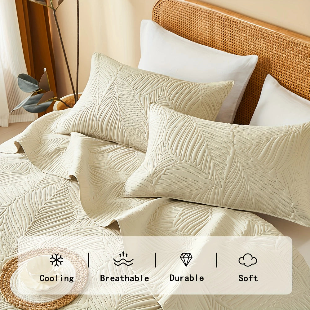 3pcs Elegant Microfiber Quilt Set – Comfort, Style, and Soundwave Technology for All Seasons!