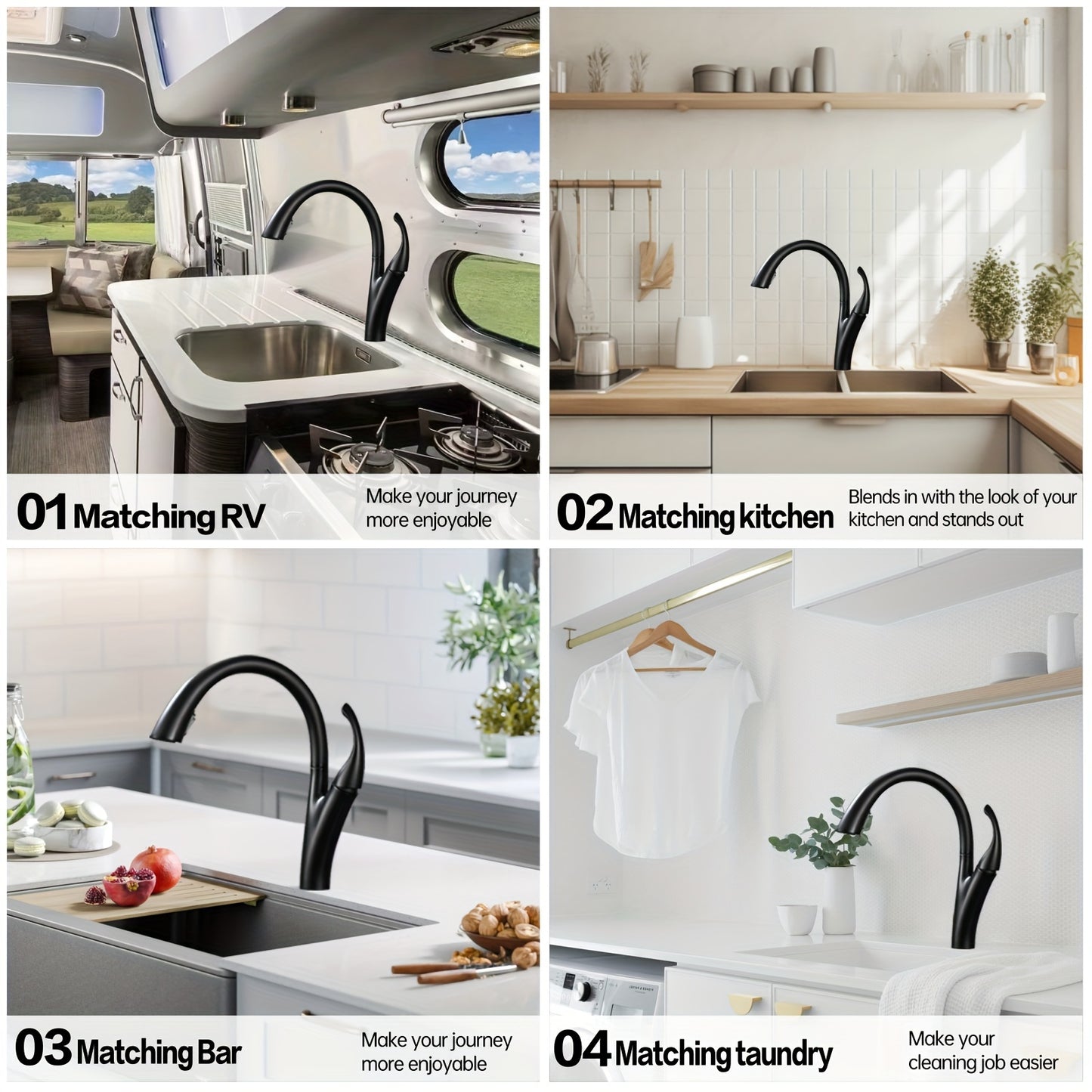 Soqo Flex – Pull-Out Kitchen Faucet with 360° Rotation and Modern Design for Home or Commercial Use!