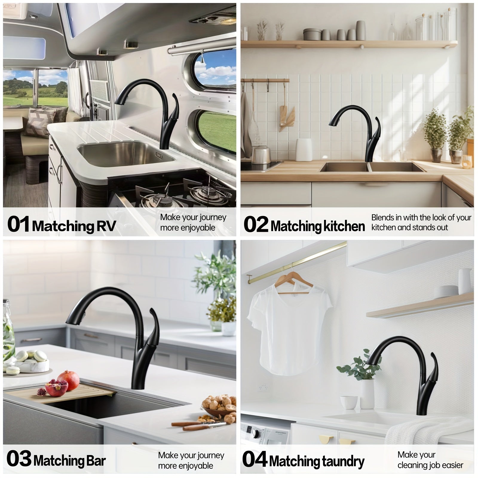 Soqo Flex – Pull-Out Kitchen Faucet with 360° Rotation and Modern Design for Home or Commercial Use!