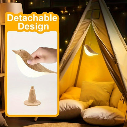 Touch-Controlled Bird Night Light – 3-Color Rechargeable LED Lamp