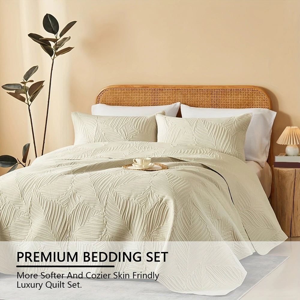 3pcs Elegant Microfiber Quilt Set – Comfort, Style, and Soundwave Technology for All Seasons!