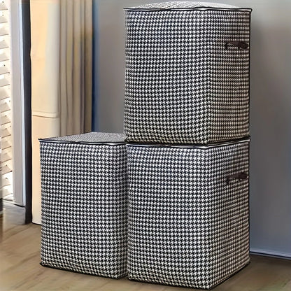 Extra Large 47.55 Gallon Houndstooth Thickened Storage Bags – Dustproof and Moisture Resistant for Clothes and Quilts!