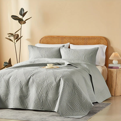 3pcs Elegant Microfiber Quilt Set – Comfort, Style, and Soundwave Technology for All Seasons!