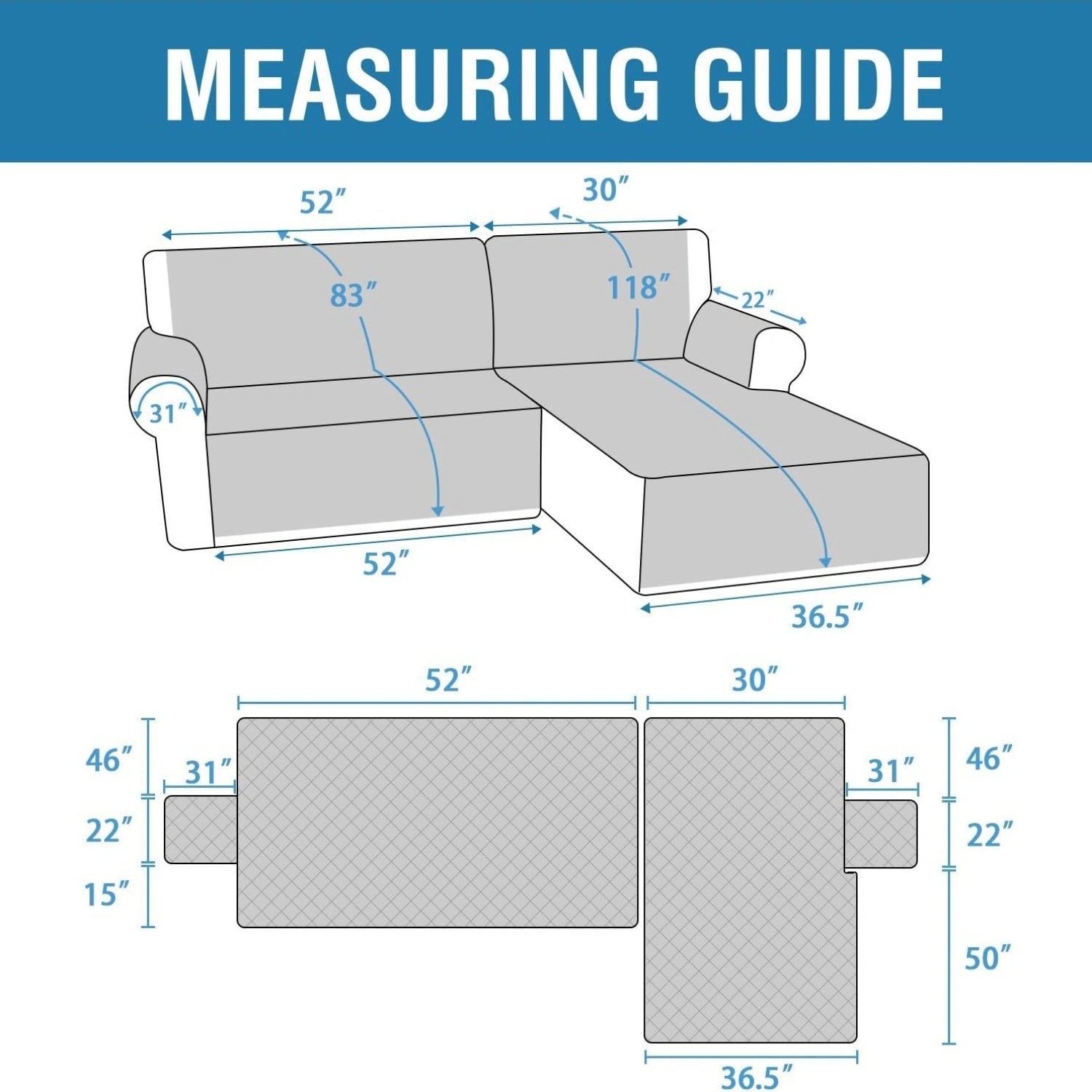 Waterproof L Shape Sofa Slipcover – Total Protection for Sectional Sofas and Pets!