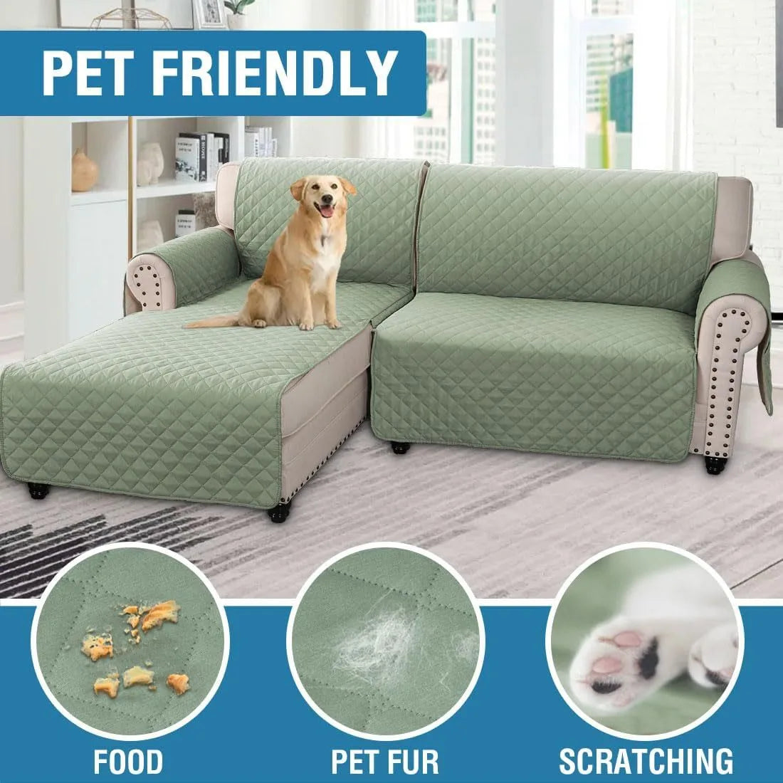 Waterproof L Shape Sofa Slipcover – Total Protection for Sectional Sofas and Pets!
