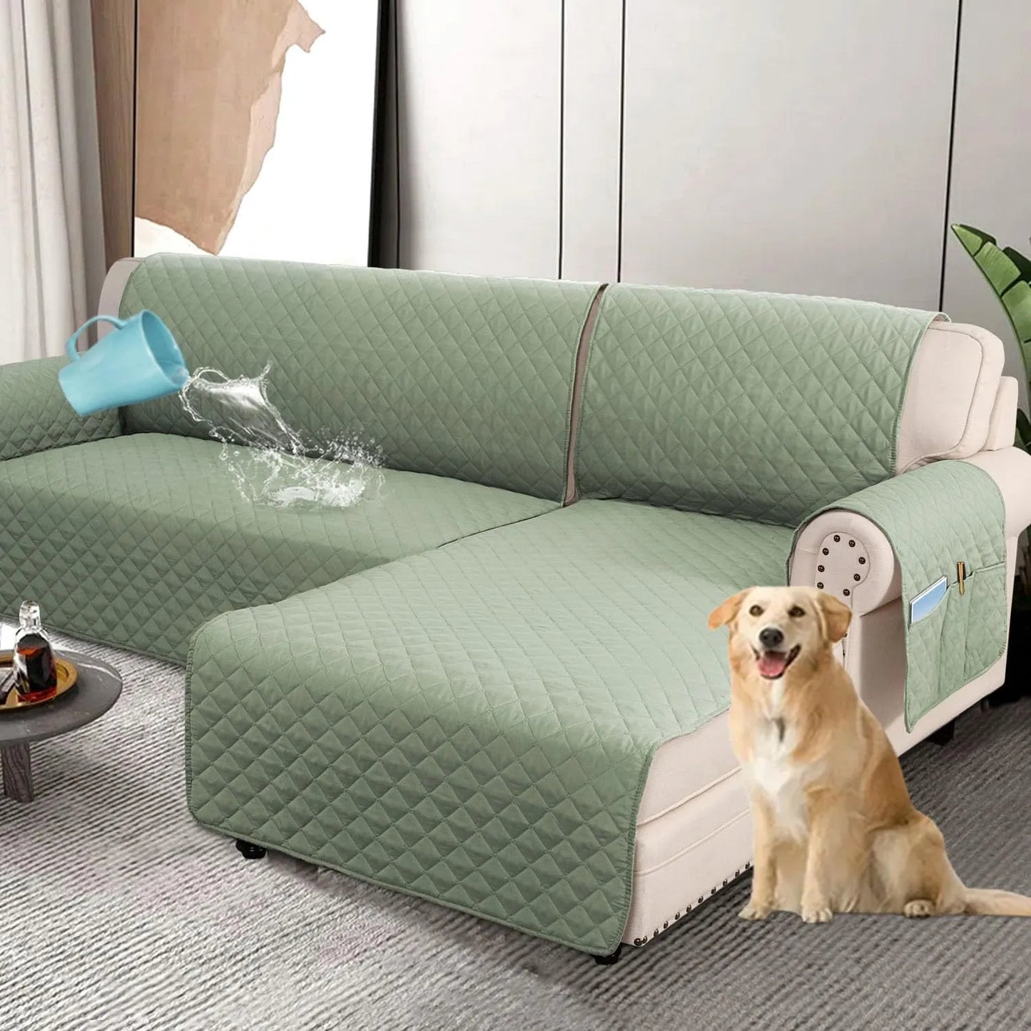 Waterproof L Shape Sofa Slipcover – Total Protection for Sectional Sofas and Pets!