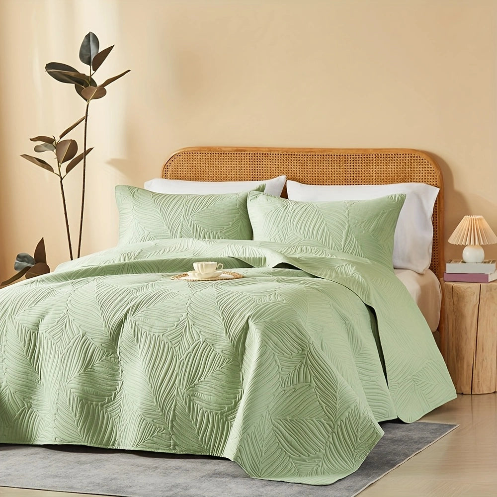 3pcs Elegant Microfiber Quilt Set – Comfort, Style, and Soundwave Technology for All Seasons!