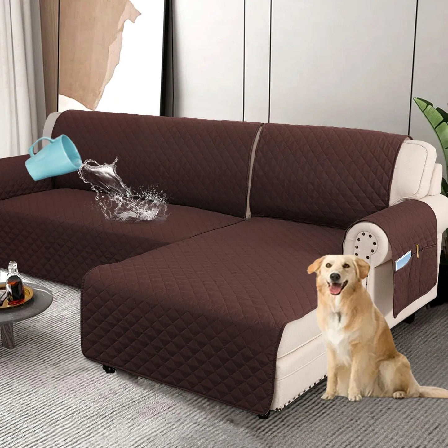 Waterproof L Shape Sofa Slipcover – Total Protection for Sectional Sofas and Pets!