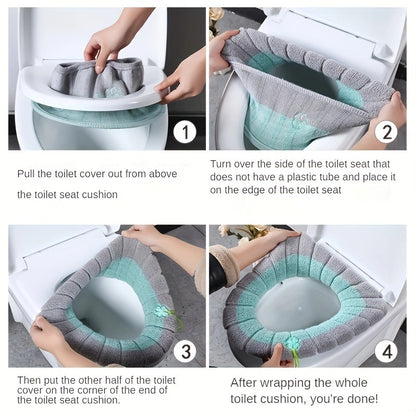 4Pcs Soft Toilet Seat Cover Pads – Comfort, Warmth, and Practicality for Your Bathroom!