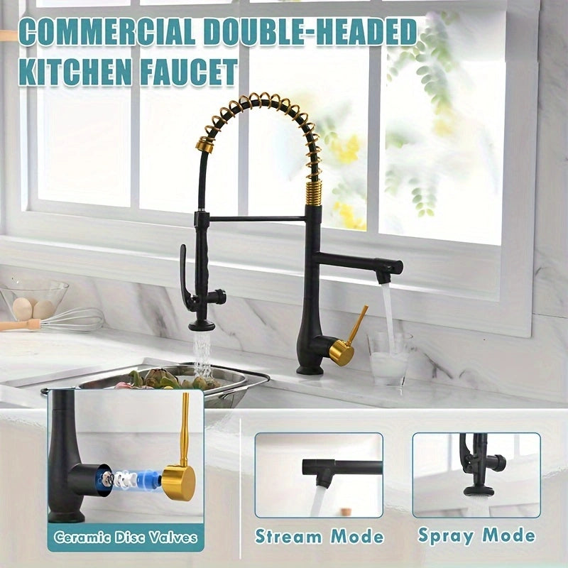 SteelFlow Duo – High Pressure Kitchen Faucet with Dual Head and Stainless Steel Design!