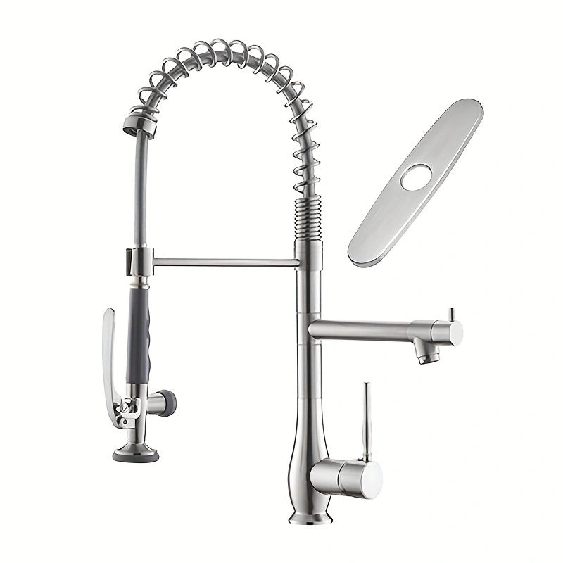 SteelFlow Duo – High Pressure Kitchen Faucet with Dual Head and Stainless Steel Design!
