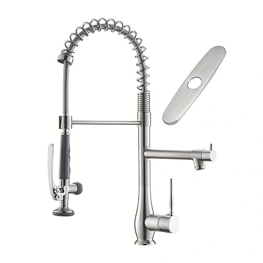 SteelFlow Duo – High Pressure Kitchen Faucet with Dual Head and Stainless Steel Design!