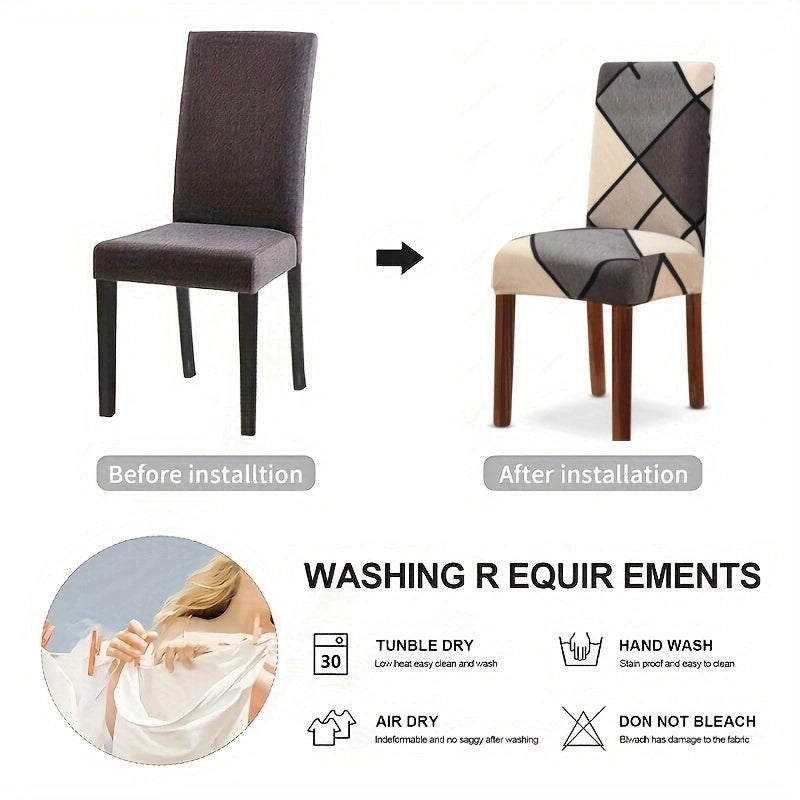 4/6Pcs Stretch Decorative Dining Chair Covers – Artistic Style, Dustproof Protection, and Comfort for All Seasons!