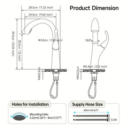 Soqo Flex – Pull-Out Kitchen Faucet with 360° Rotation and Modern Design for Home or Commercial Use!
