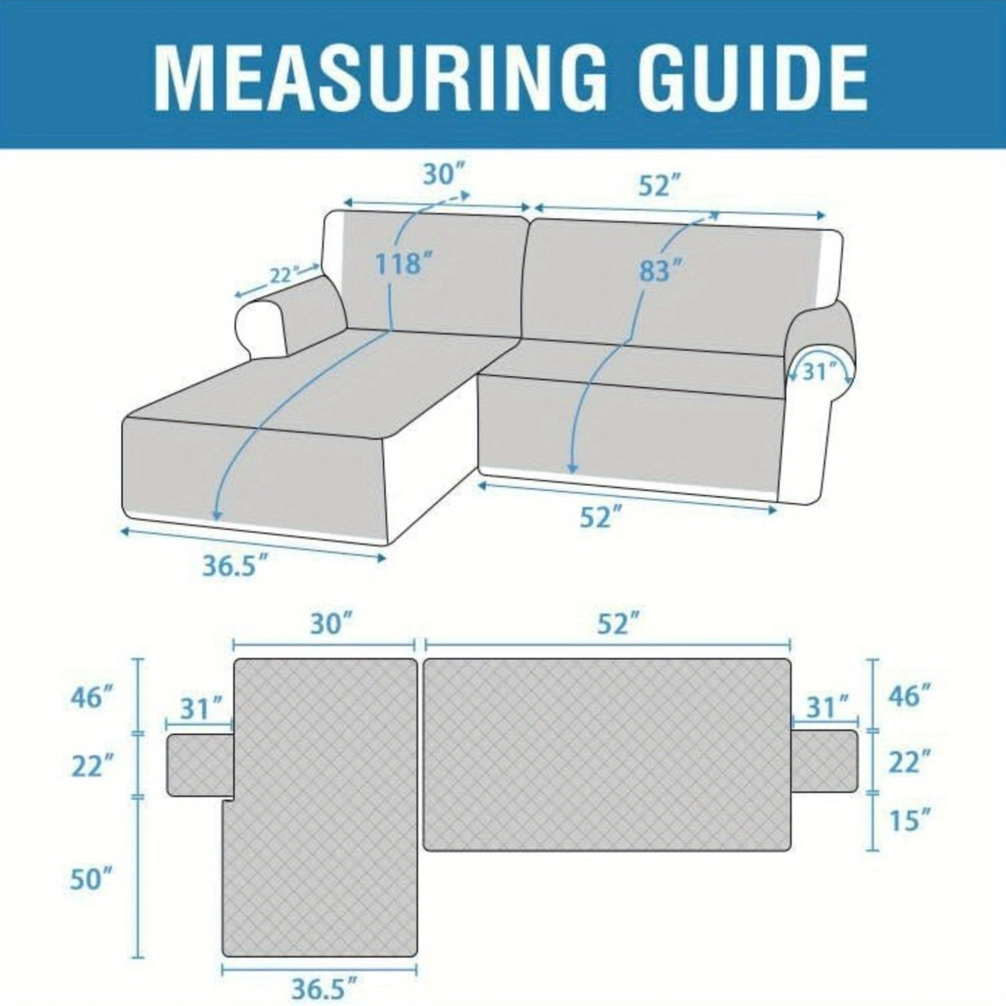 Waterproof L Shape Sofa Slipcover – Total Protection for Sectional Sofas and Pets!