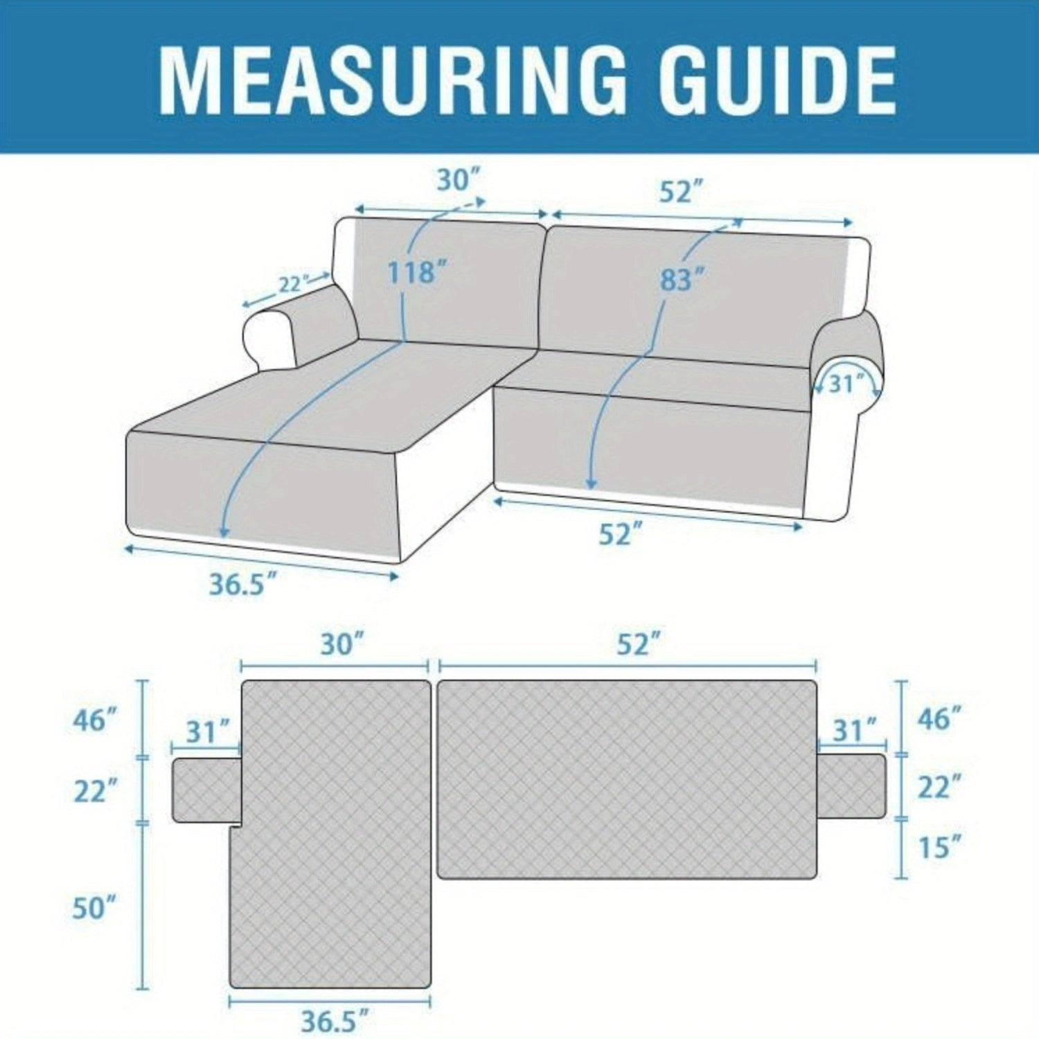 Waterproof L Shape Sofa Slipcover – Total Protection for Sectional Sofas and Pets!