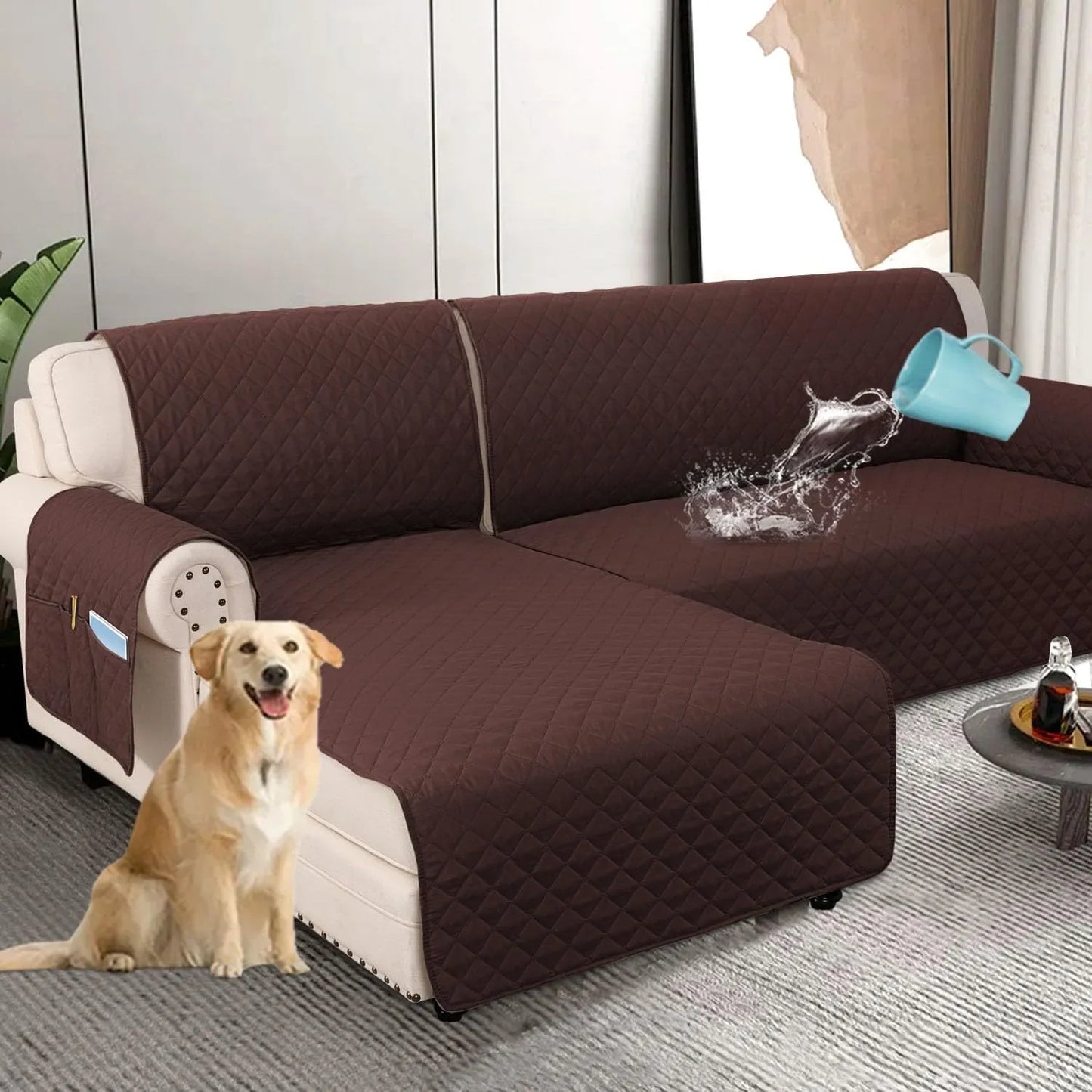 Waterproof L Shape Sofa Slipcover – Total Protection for Sectional Sofas and Pets!