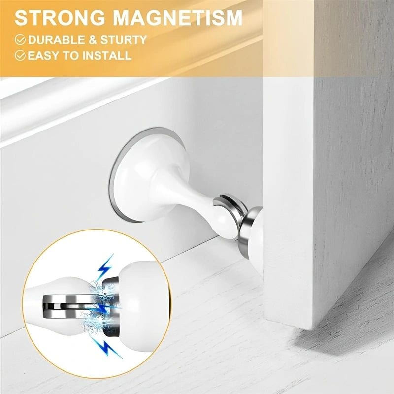Stainless Steel Magnetic Door Stoppers – No-Drilling Wall and Floor Mounting, Practical and Durable!