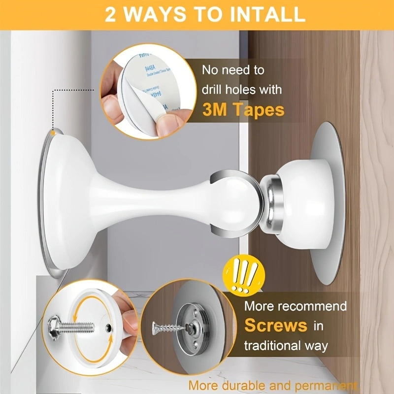 Stainless Steel Magnetic Door Stoppers – No-Drilling Wall and Floor Mounting, Practical and Durable!