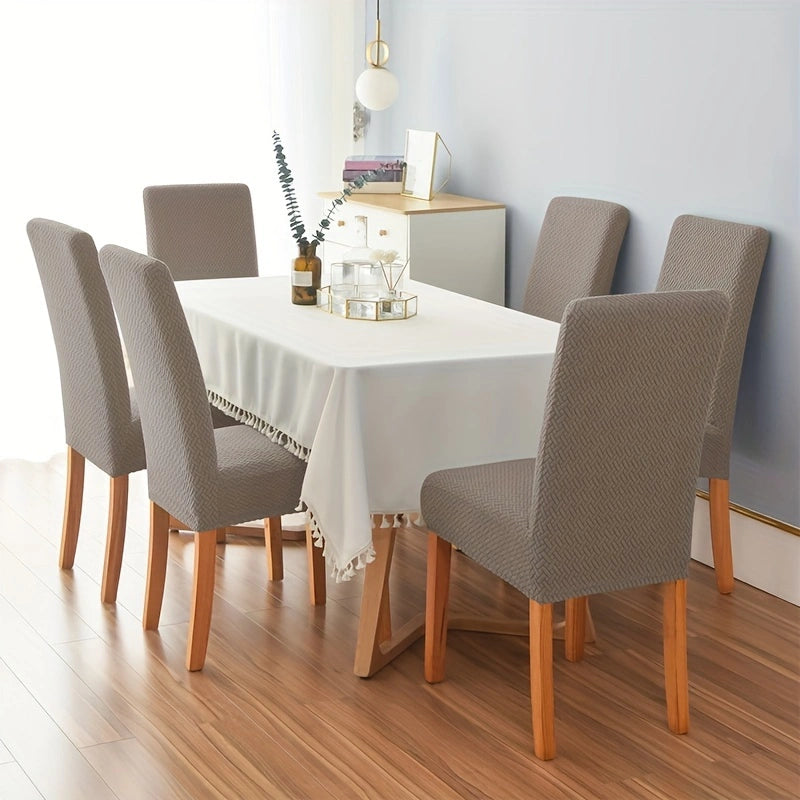 4/6Pcs T-shaped Shaking Grain Velvet Elastic Dining Chair Covers – Modern Style and Protection for Your Chairs!