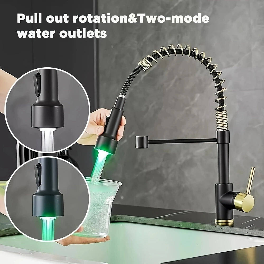 AquaPro 360 – 360° Rotating Kitchen Faucet with Pull-Down Sprayer and Modern Design for Home or Commercial Use!