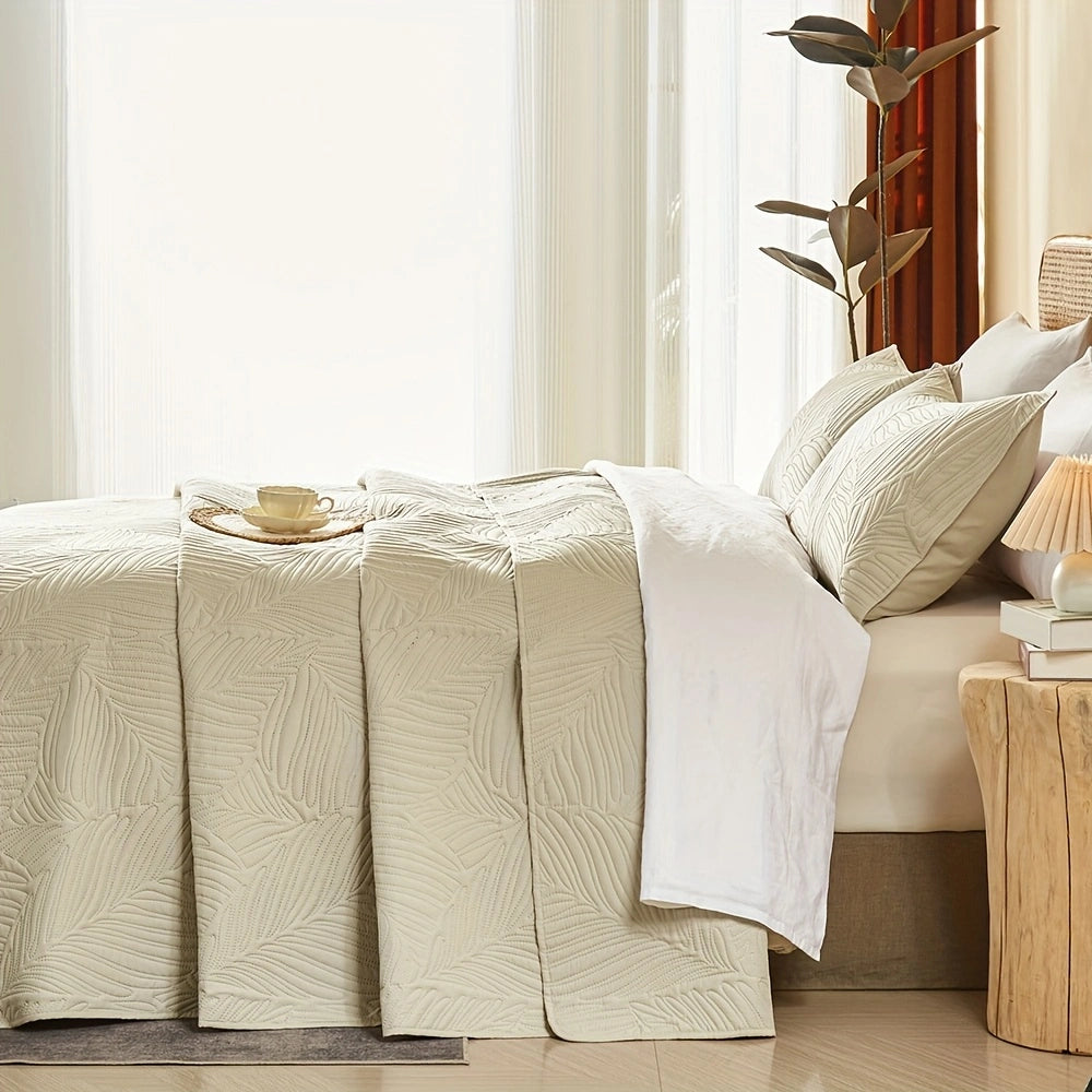 3pcs Elegant Microfiber Quilt Set – Comfort, Style, and Soundwave Technology for All Seasons!