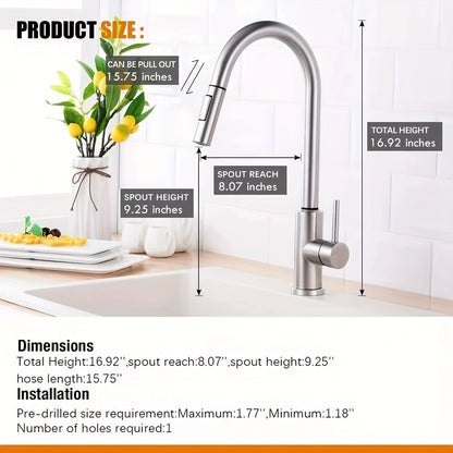 AquaTouch Pro Smart Kitchen Faucet with Touch Sensor, Modern Design, and Water-Saving Technology!