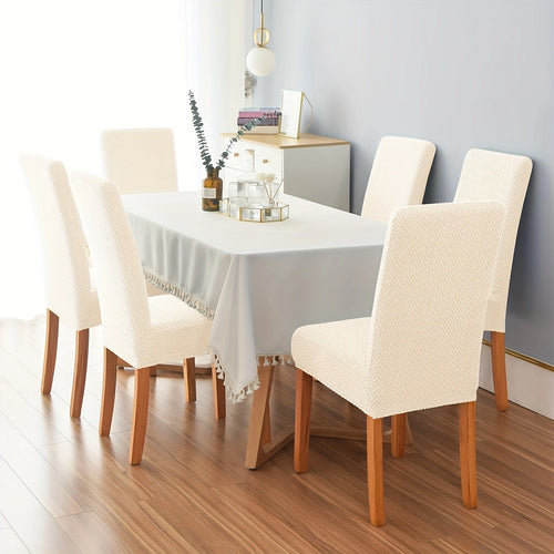 4/6Pcs T-shaped Shaking Grain Velvet Elastic Dining Chair Covers – Modern Style and Protection for Your Chairs!
