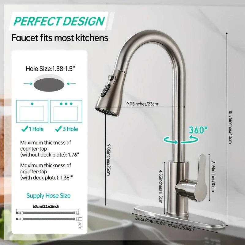 AquaFlex Duo&nbsp;– Modern Kitchen and Balcony Faucet with 3 Spray Modes and Easy Installation!