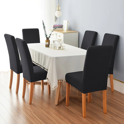 4/6Pcs T-shaped Shaking Grain Velvet Elastic Dining Chair Covers – Modern Style and Protection for Your Chairs!